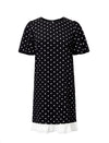 Black Polka Dot Puff Sleeve Ruffle Hem Dress