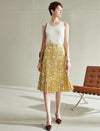 Floral Pleated A-Line Skirt