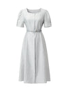 Tencel Square Neck Puff Sleeve Midi Dress
