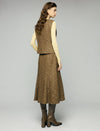 Wool Blend Square-Neck Button-Front Fitted Vest