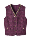 Red Tweed Vintage V-Neck Vest Coat