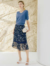 Chiffon Floral Pleated A-Line Skirt