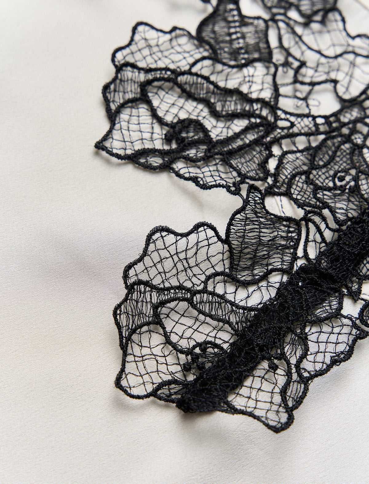 Ivory Satin Black Lace Trim Camisole