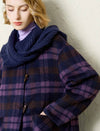 Plaid Wool-Alpaca Blend Detachable Hood Coat