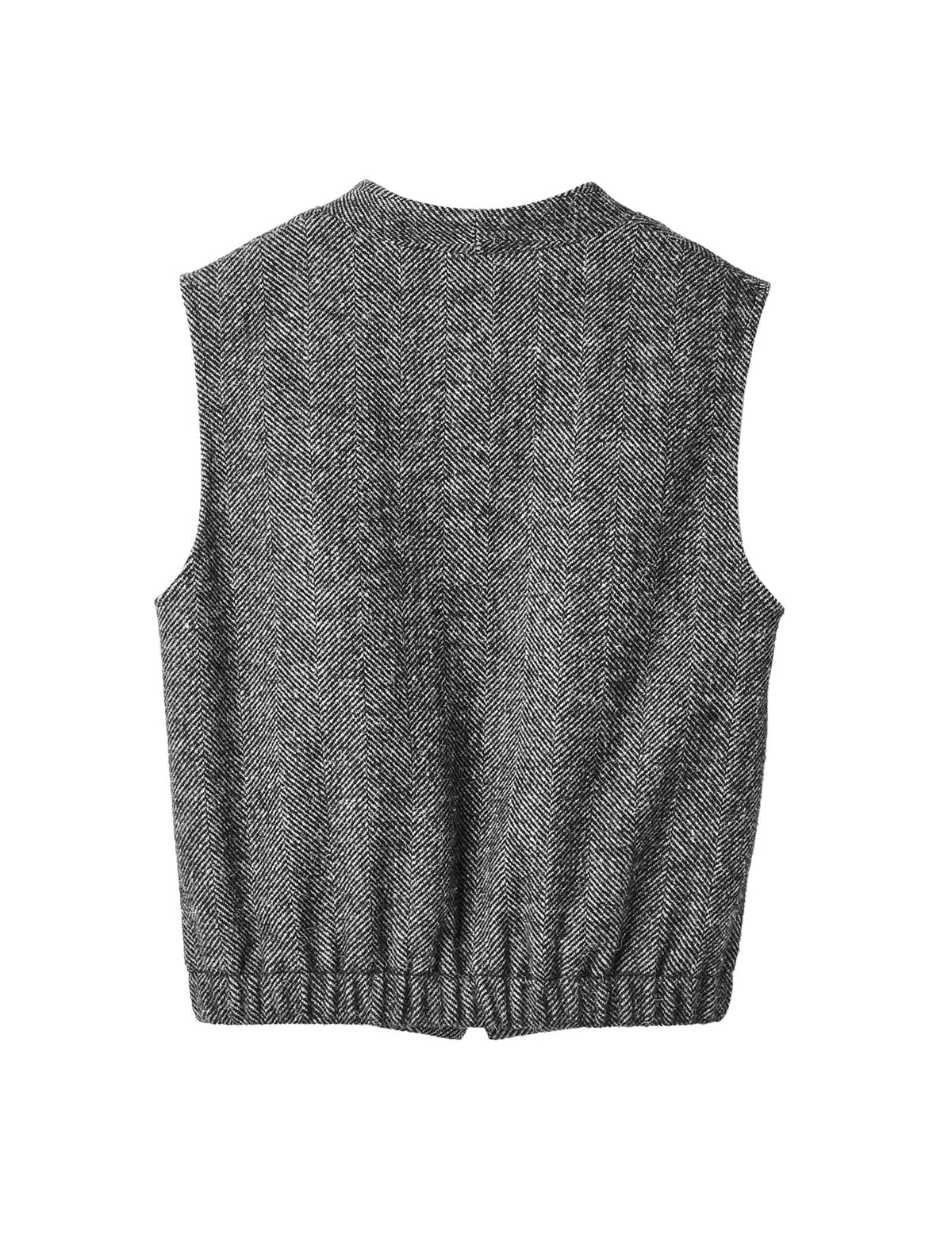 Wool Gray Old-Money V-Neck Vest Coat