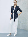 Navy Sheer Belted Shirt
