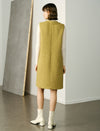 V-Neck Wool-Blend Sleeveless Knee-Length Dress