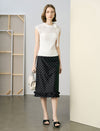Polka Dot Ruffle Hem Midi Skirt