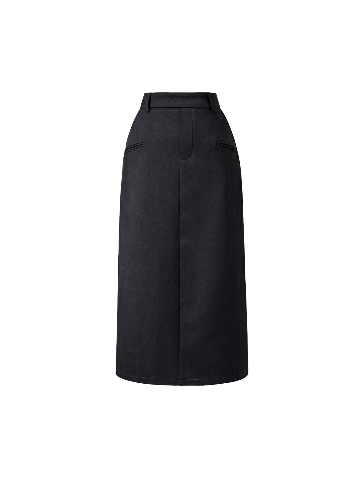 Back Slit Pencil Midi Skirt