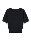 Black Lace-Trimmed Short Sleeve Cardigan