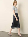 Cowl‑Neck Lace‑Panel Knit Top