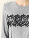 Lace Patchwork Long Sleeve Crew Neck Top