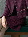 Burgundy Tweed Wool-Blend Mini Skirt