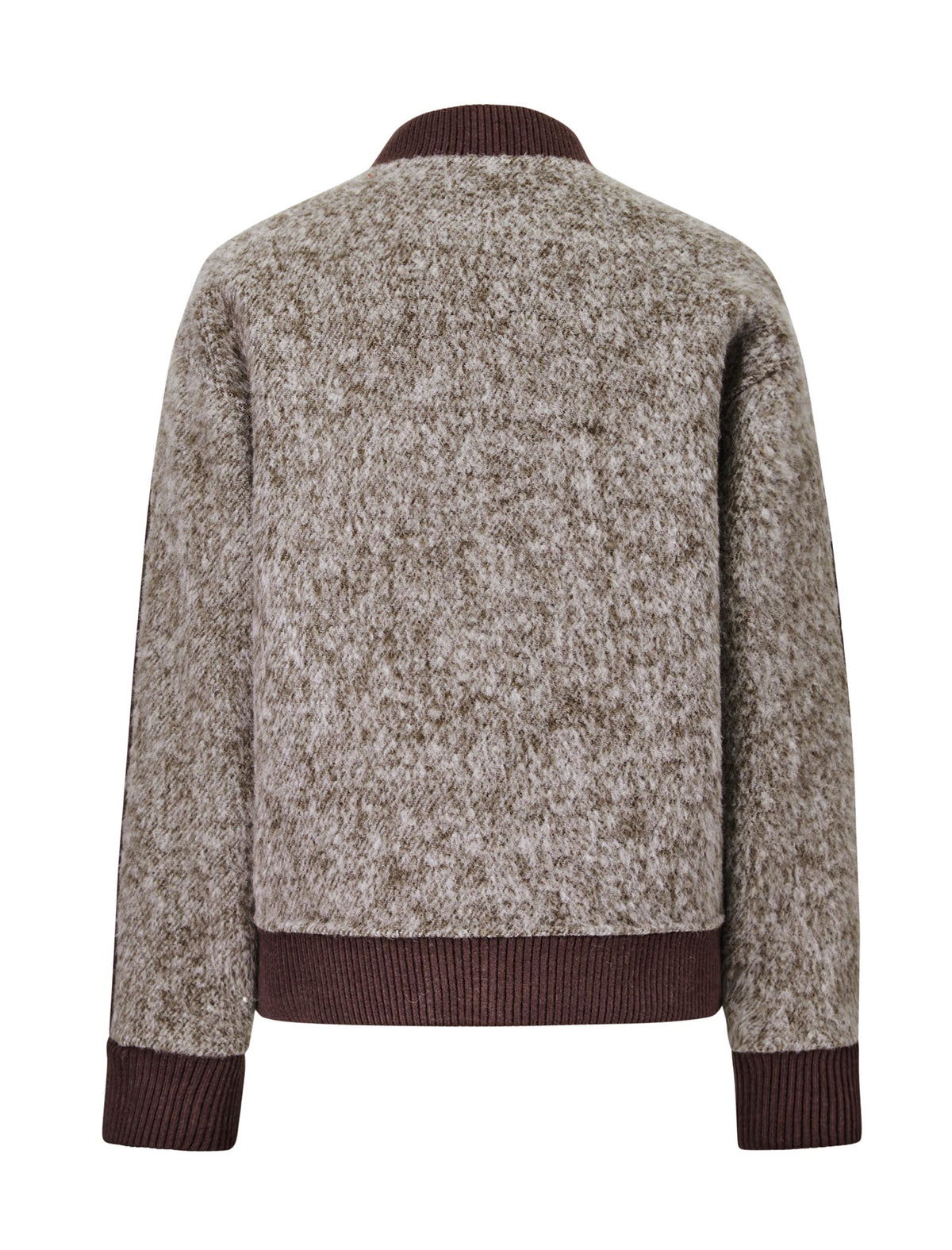 Wool-Blend Fuzzy Textured Bomber Jacket