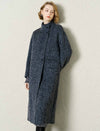 Textured Wool-Alpaca Blend Stand Collar Long Coat