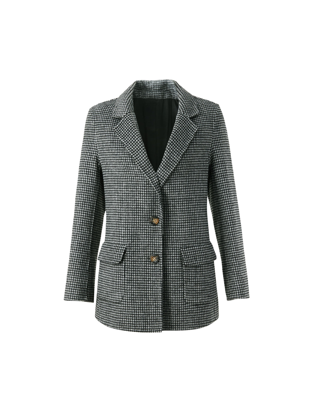 Wool Blend Solid Button-Front Relaxed Blazer