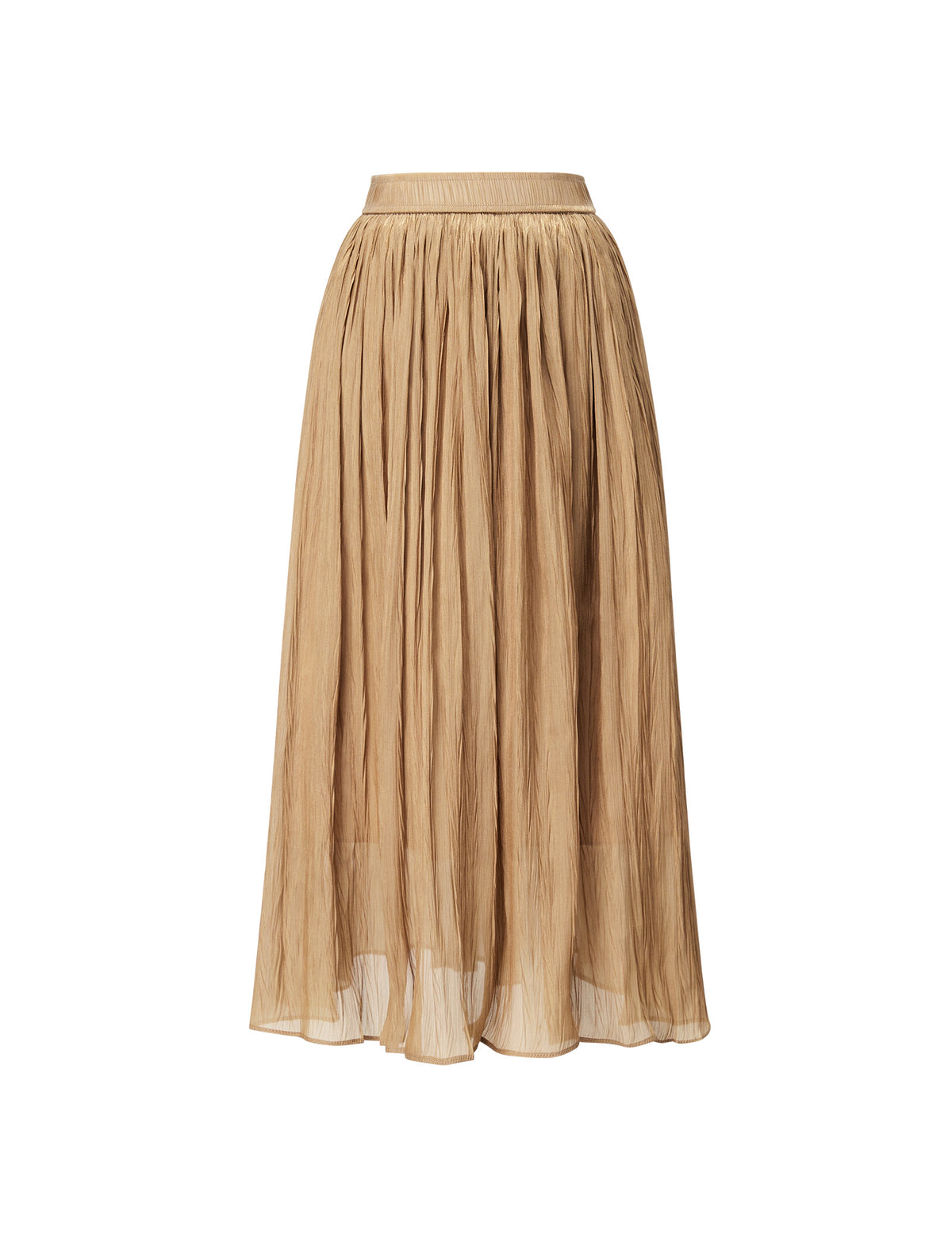Crinkled Metallic Midi Skirt
