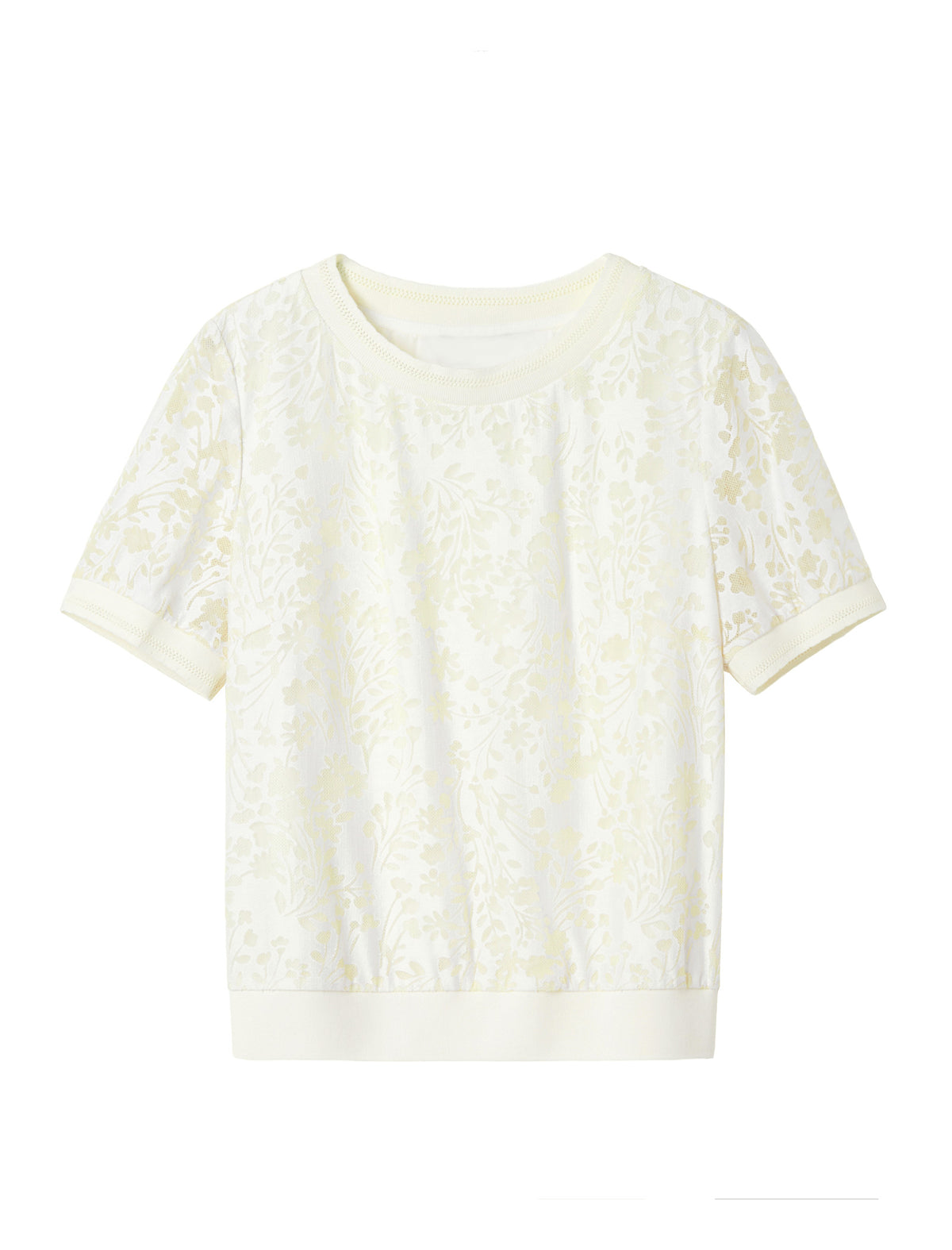 Cream Floral Lace Short Sleeve Top