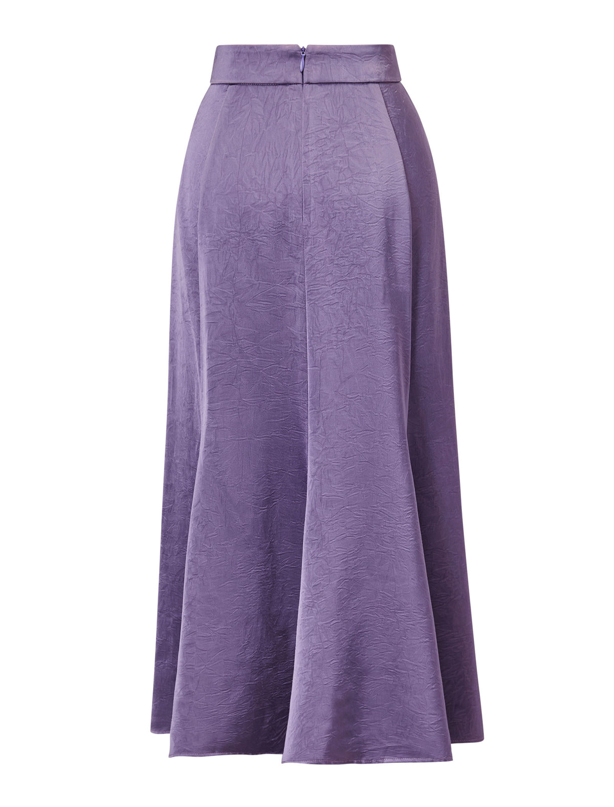 Purple Textured Satin Mermaid Midi Skirt
