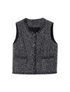 Black Trim Tweed Vest