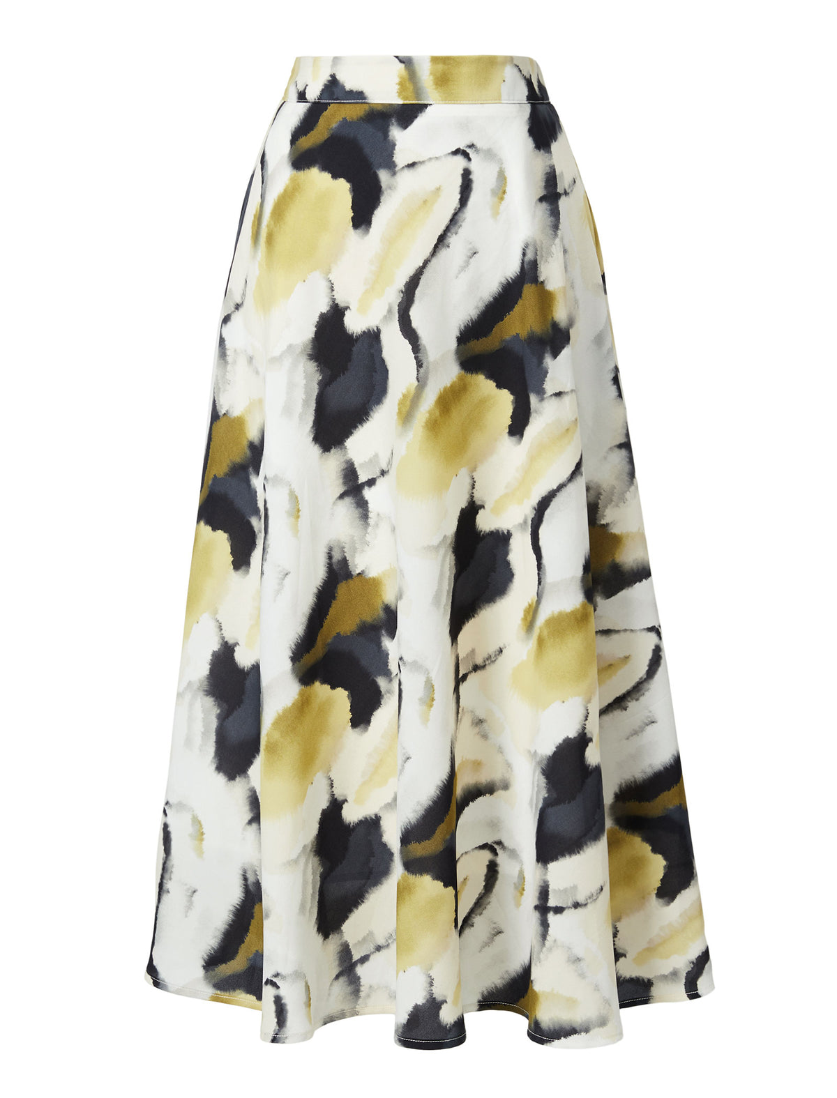 Abstract Print Flared A-Line Midi Skirt