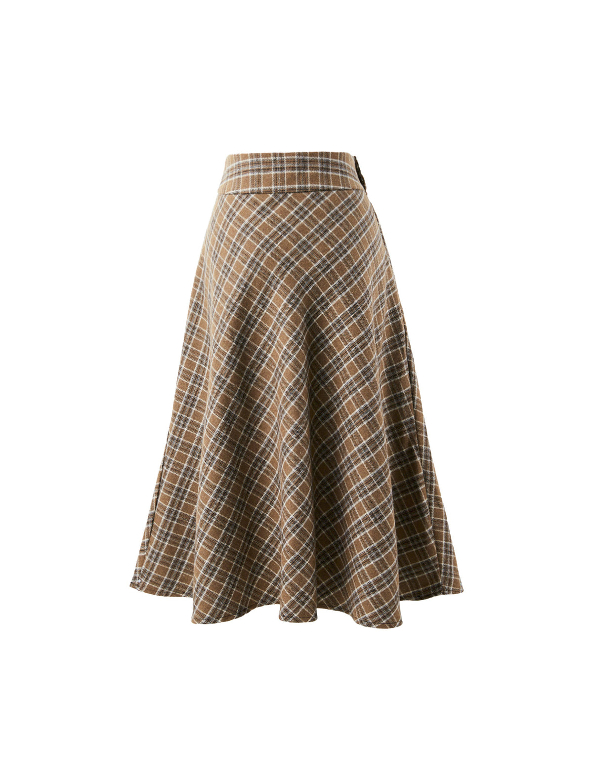 Wool Blend Plaid Relaxed A-Line Skirt