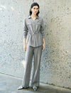 Grey Textured Drawstring Waist Tencel Shirt