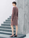Pearl Trimmed Tweed Style Sheath Dress
