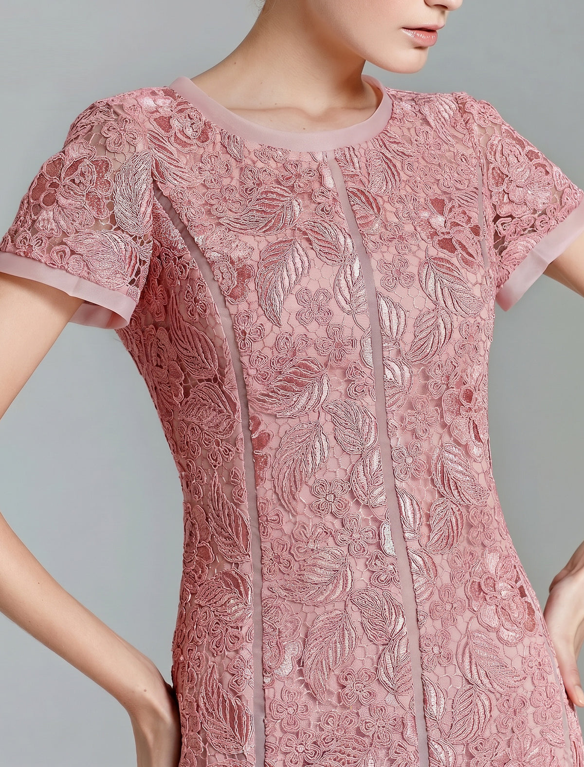 Lace Mesh Panel Slim Fit Dress