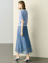 Blue Short-Sleeve V-Neck Button-Front Cardigan