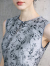 Ink-Wash Floral Sleeveless Midi Dress