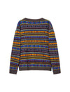 Wool Blend Fair Isle Patterned V Neck Knit Cardigan