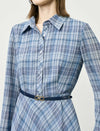 Plaid Belted Fit Flare Midi Dress