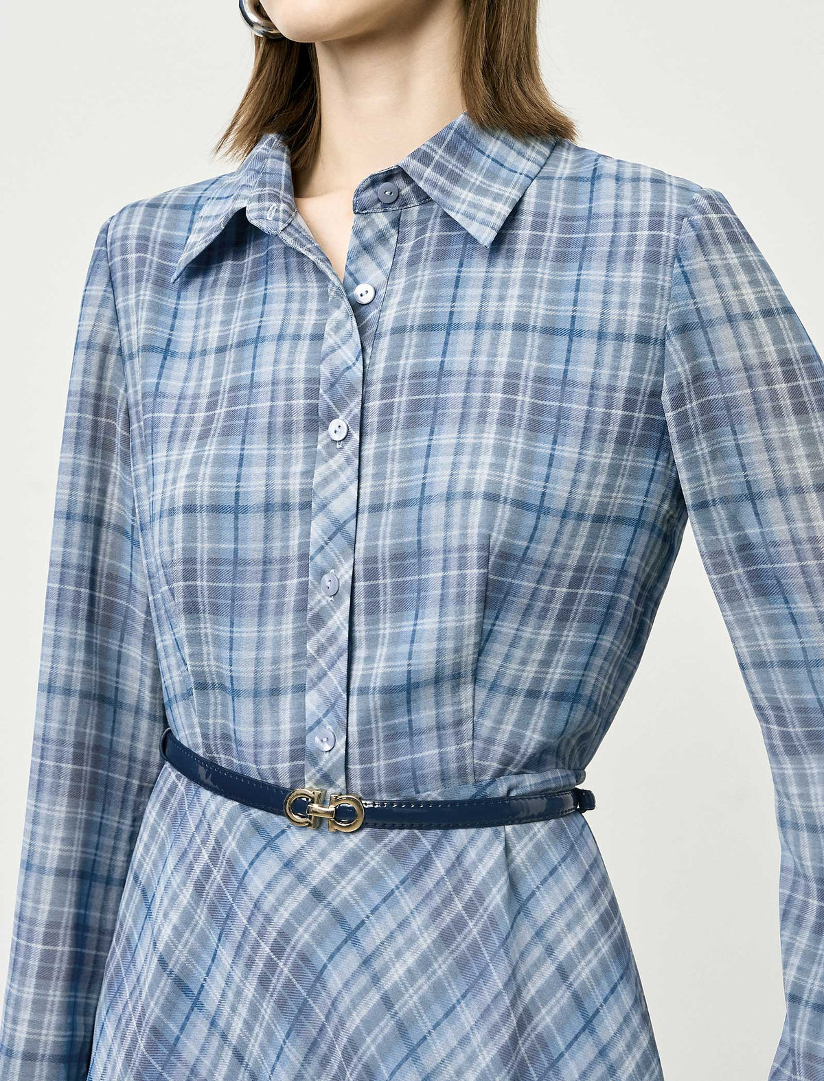 Plaid Belted Fit Flare Midi Dress