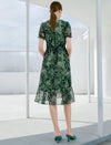 Romantic V-Neck Floral Chiffon Midi Dress
