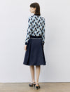 Vintage Pleated A‑Line Midi Skirt