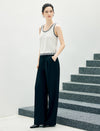Contrast-Trim Scoop-Neck Knit Vest