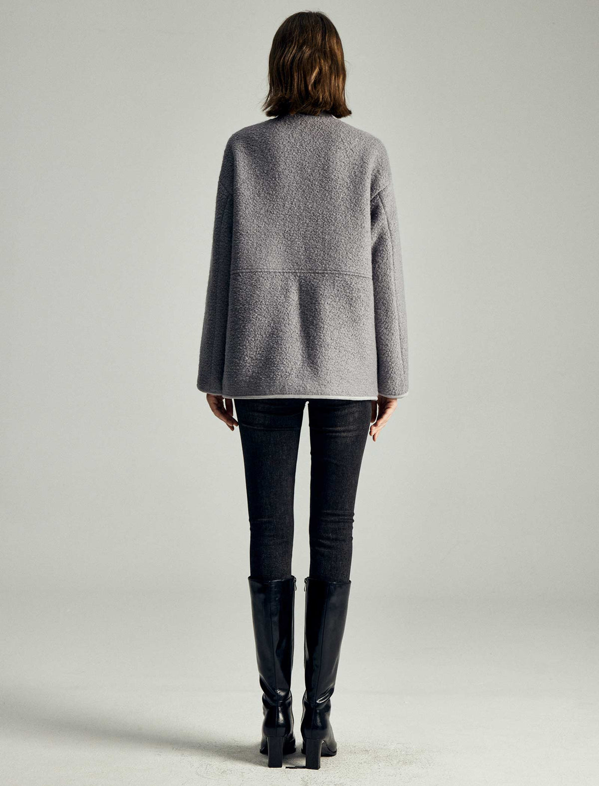 Wool-Blend Pocket Detail Bomber Jacket