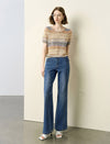 Colorful Striped Short Sleeve Knit Top