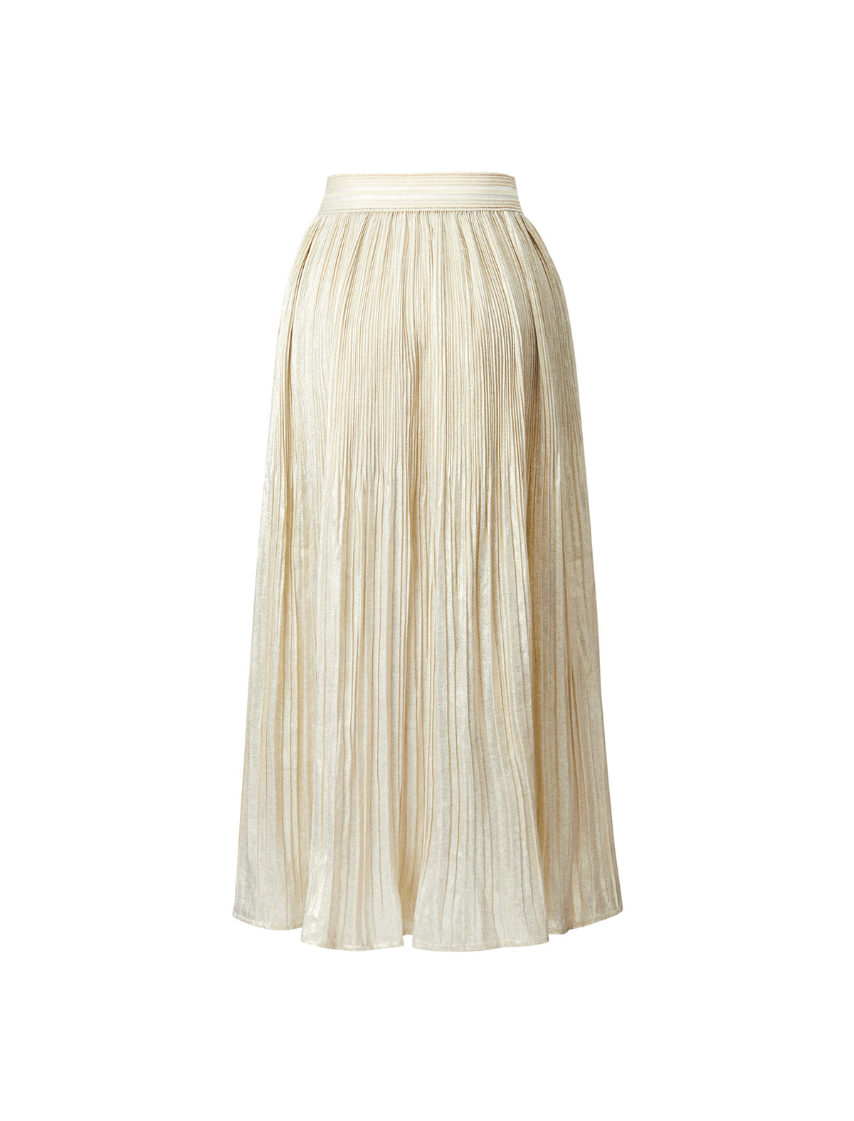 Solid Color Pleated Midi Skirt