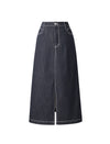 Denim Front Slit Midi Skirt