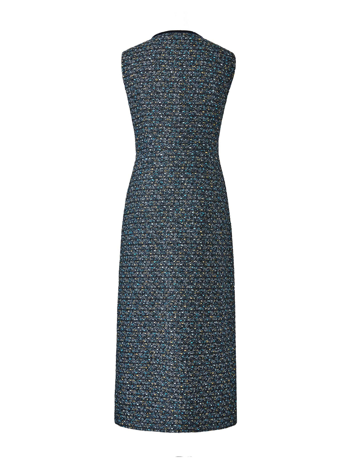 Waist-Defining Round Neck Sleeveless Midi Dress