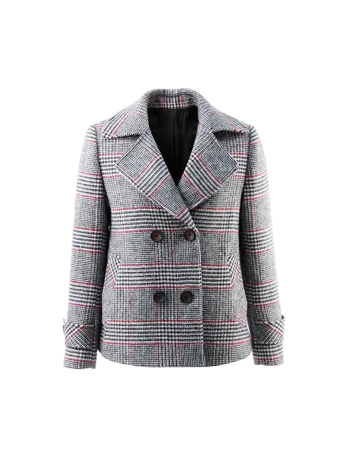 Wool Blend Plaid Collared Top