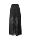 High-Waist Sheer Pleated Midi Skirt