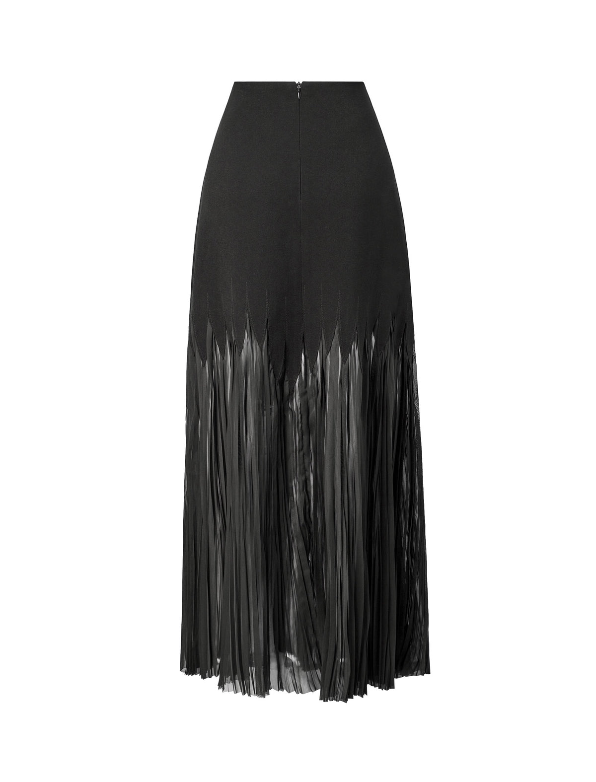 High-Waist Sheer Pleated Midi Skirt