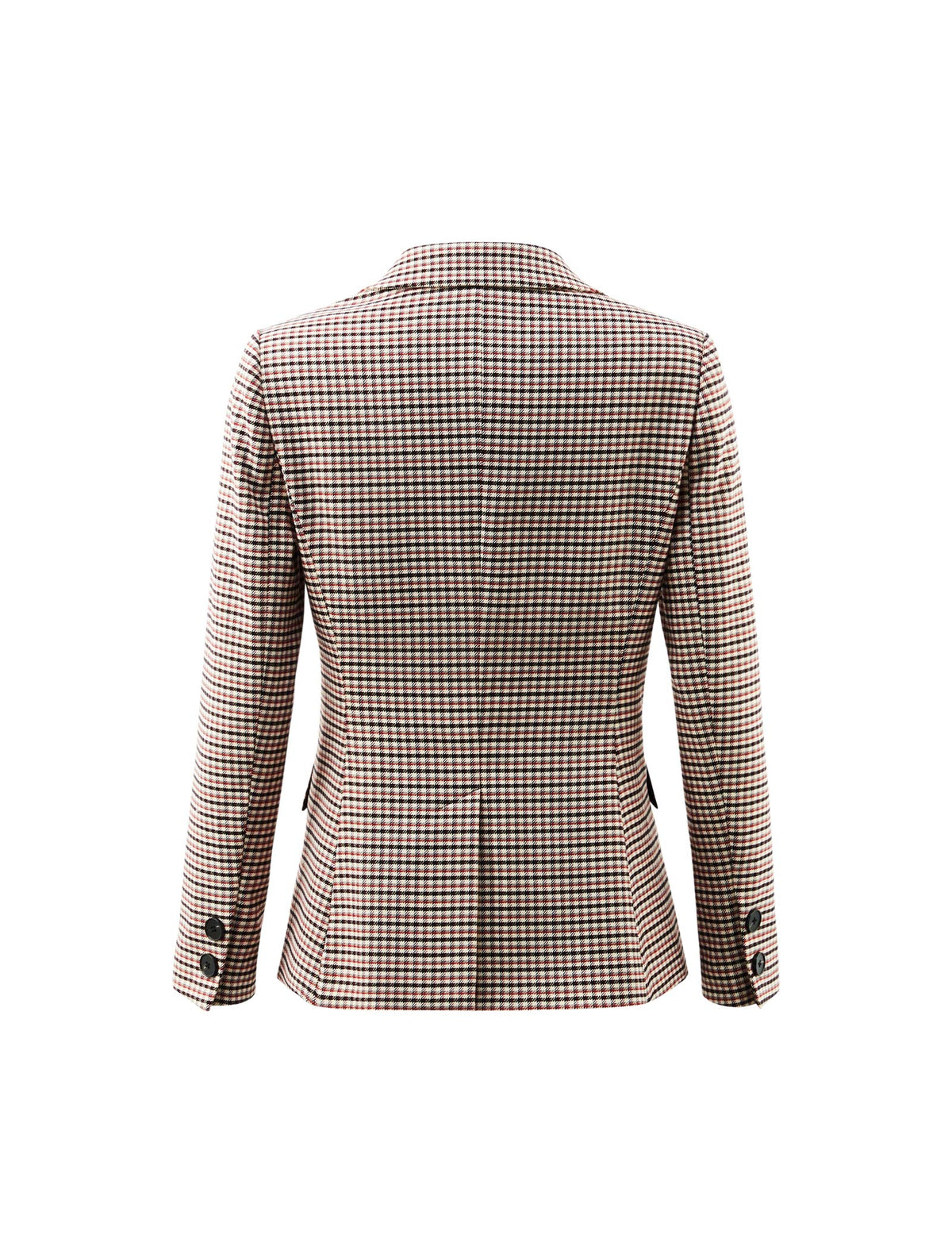 Plaid Button-Front Fitted Blazer
