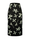 Floral Print Black Midi Skirt
