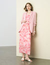 100% Mulberry Silk Watercolor Cowl Neck Maxi Dress