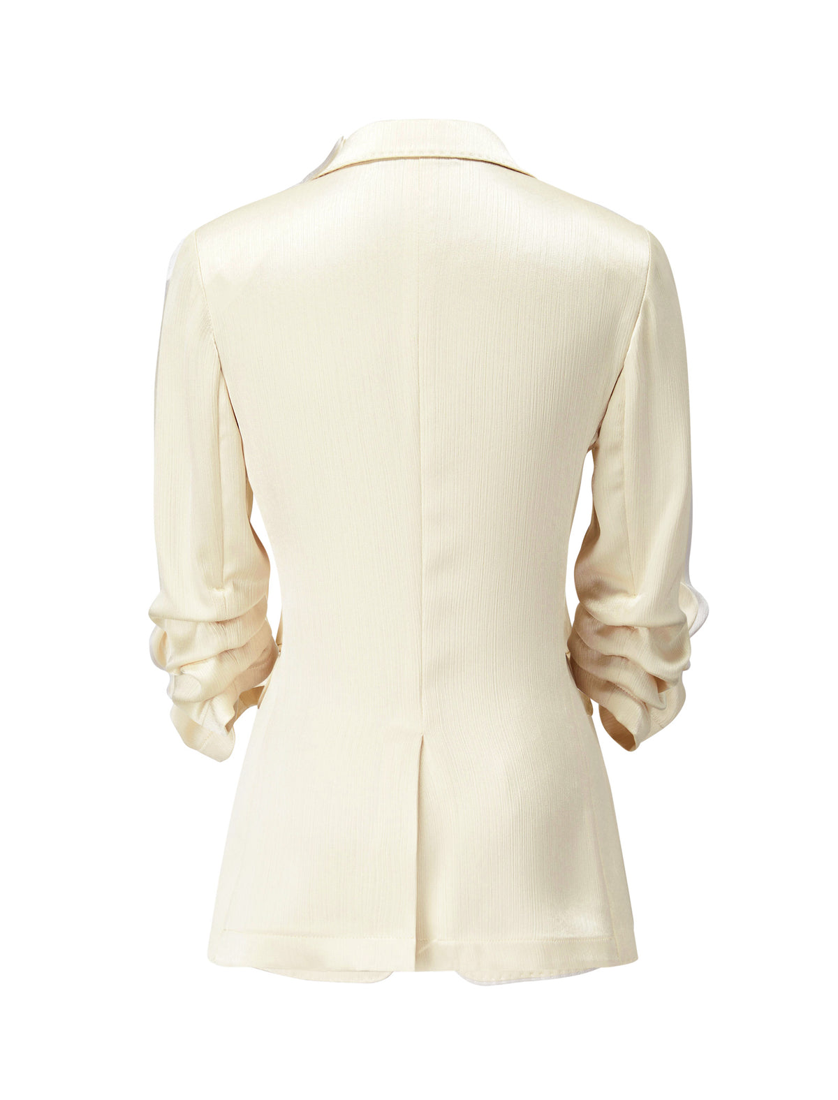 Champagne Textured Ruched Sleeve Blazer
