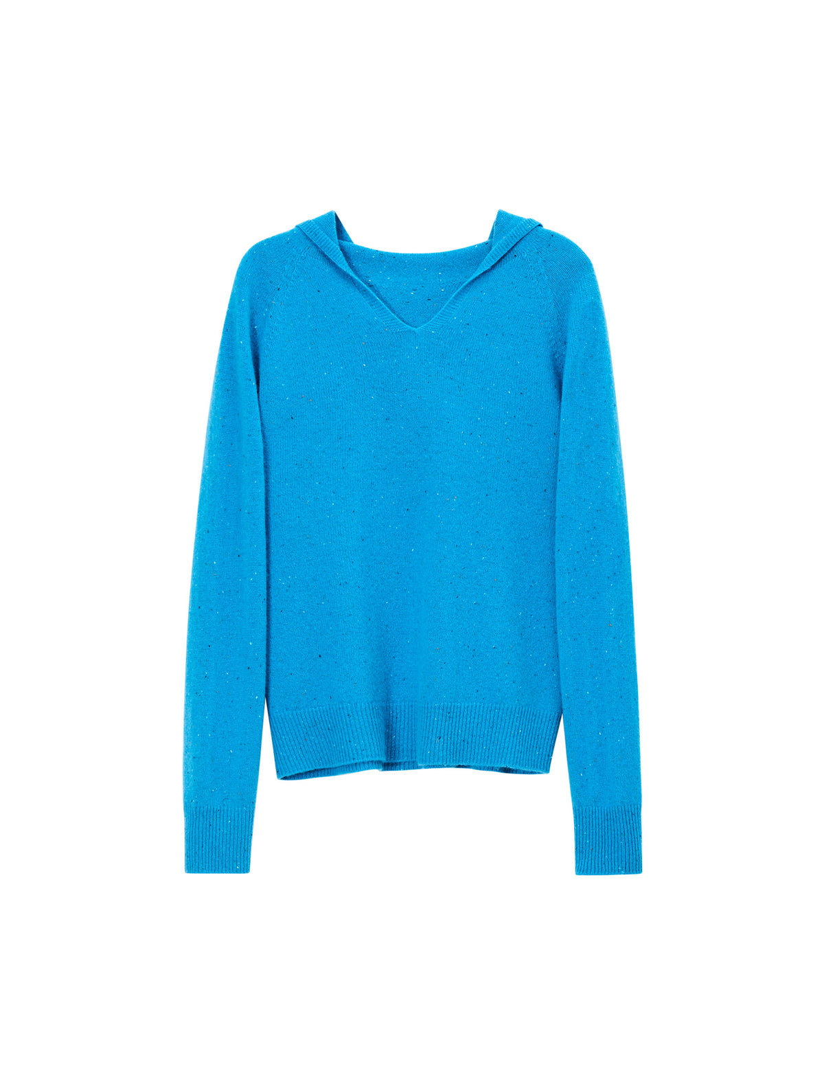 Wool Blend Hooded V-Neck Relaxed Sweater